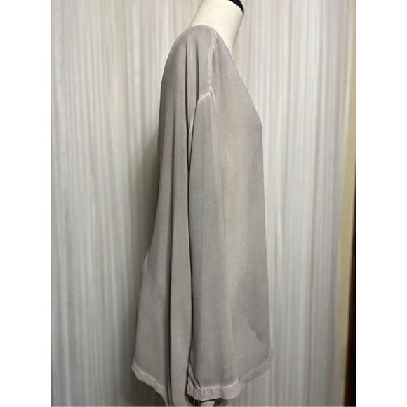 IAN Long Sleeve Sheer Gray Silk Tunic Swimsuit Cover Up Size Small - Picture 2 of 5
